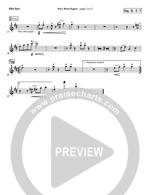 He's Alive Again Alto Sax (Shawn Craig / Passion)