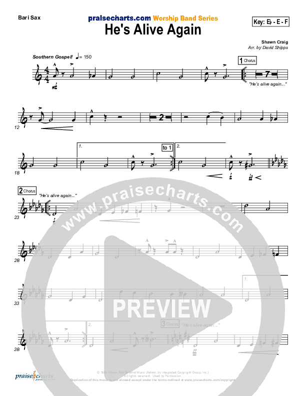 He's Alive Again Bari Sax (Shawn Craig / Passion)