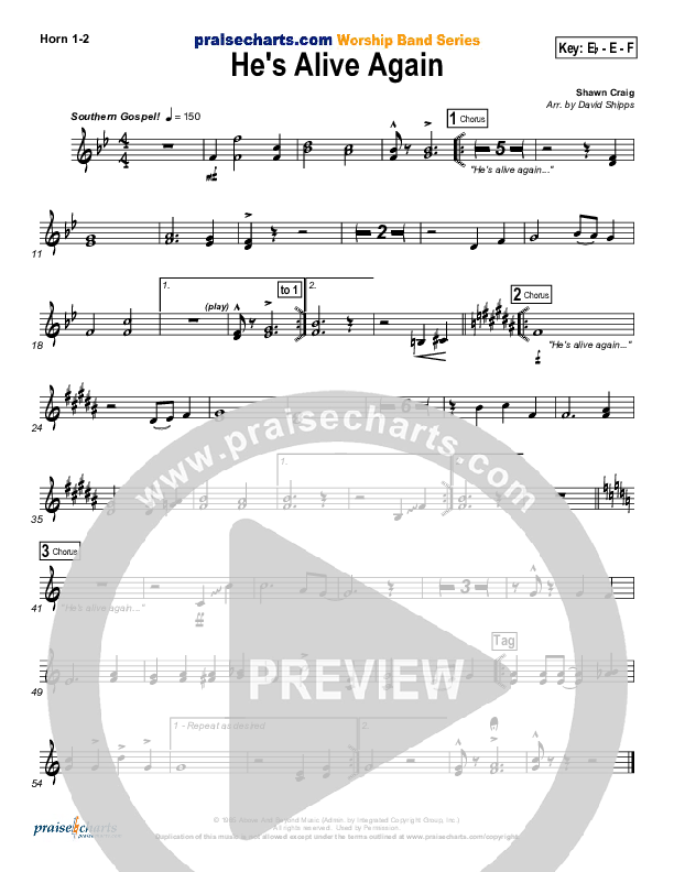 He's Alive Again French Horn 1/2 (Shawn Craig / Passion)