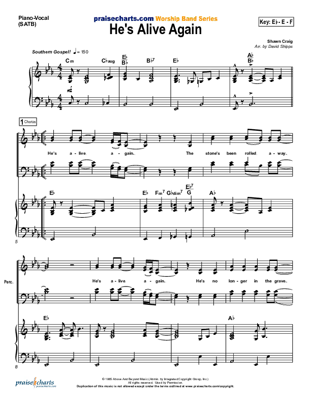 He's Alive Again Lead & Piano (Shawn Craig / Passion)