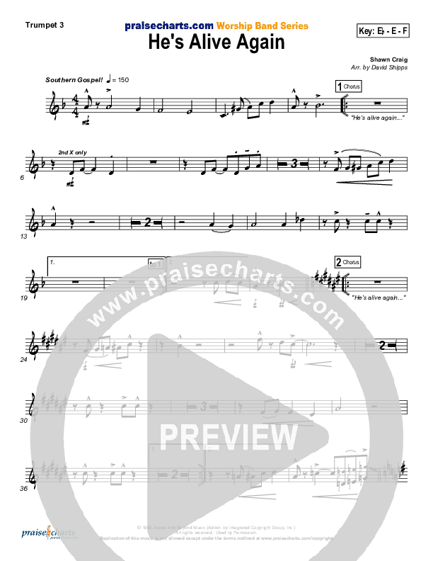 He's Alive Again Trumpet 3 (Shawn Craig / Passion)