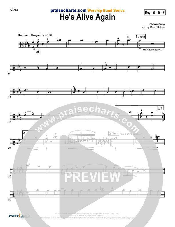 He's Alive Again Viola (Shawn Craig / Passion)