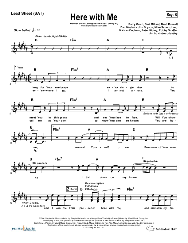 Here With Me Lead Sheet (SAT) (MercyMe)