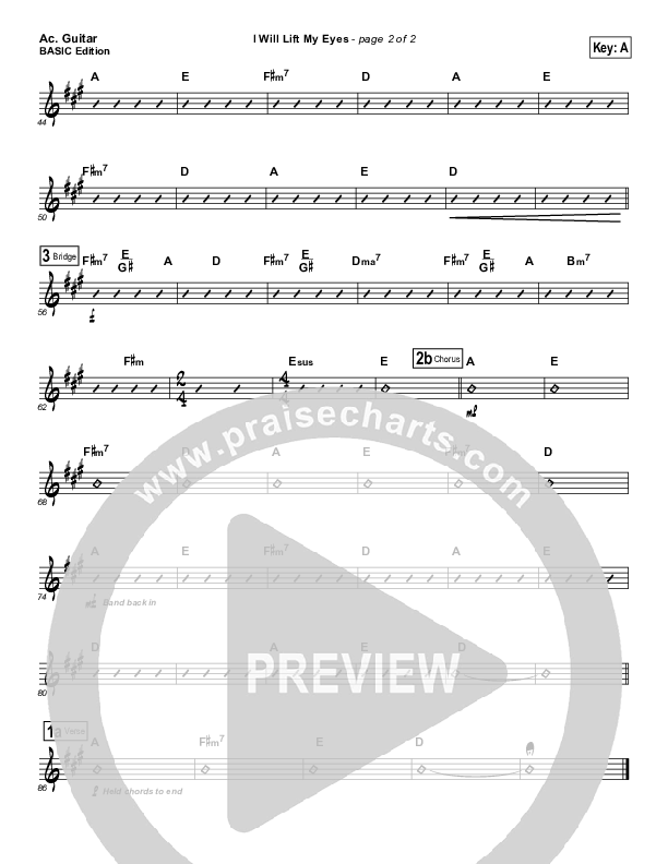 I Will Lift My Eyes Acoustic Guitar (Bebo Norman)