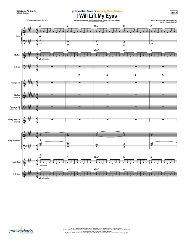 I Will Lift My Eyes Conductor's Score (Bebo Norman)