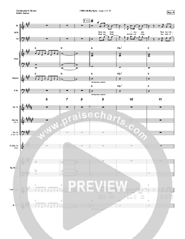 I Will Lift My Eyes Conductor's Score (Bebo Norman)