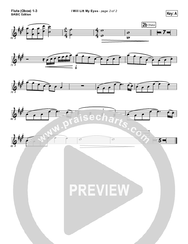 I Will Lift My Eyes Flute/Oboe 1/2/3 (Bebo Norman)