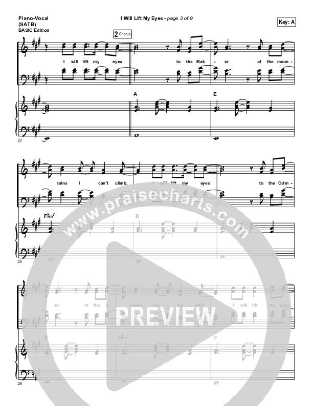 I Will Lift My Eyes Piano/Vocal (SATB) (Bebo Norman)