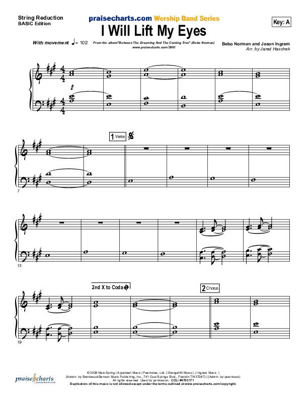 I Will Lift My Eyes Synth Strings (Bebo Norman)