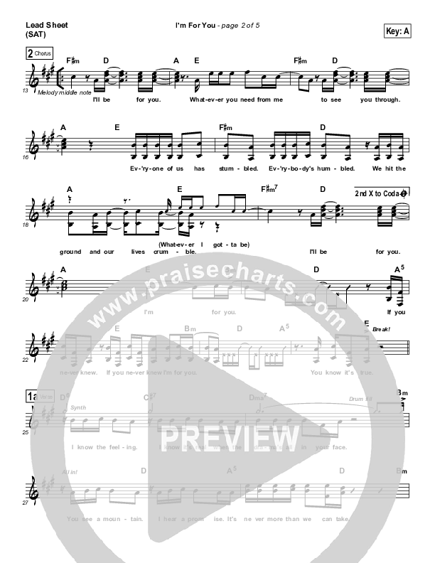 I'm For You Lead Sheet (TobyMac)