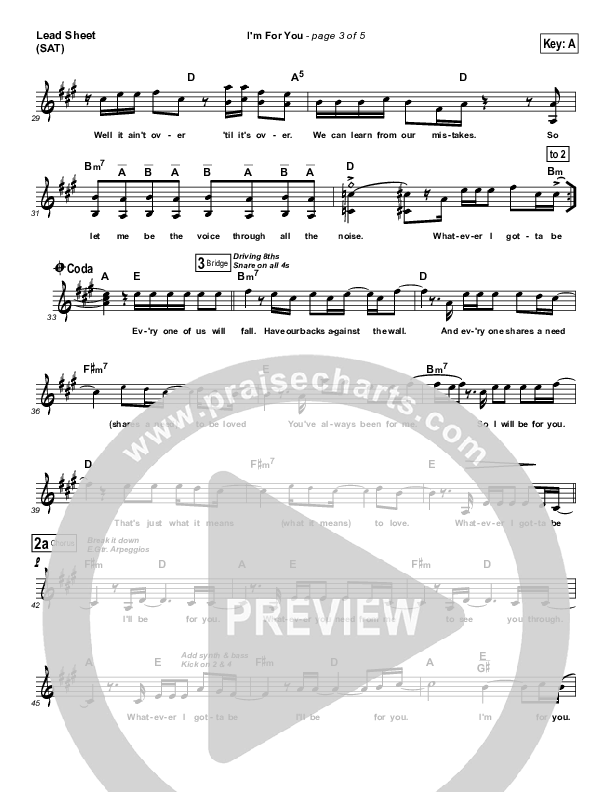 I'm For You Lead Sheet (TobyMac)