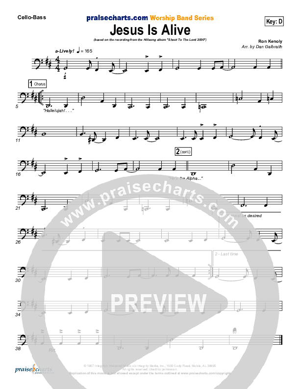 Jesus Is Alive Cello/Bass (Ron Kenoly)