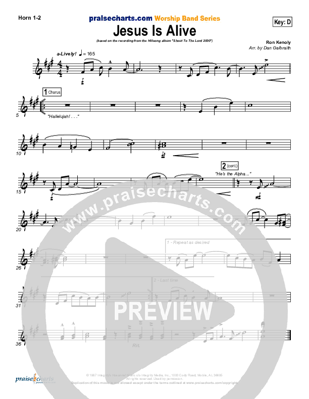 Jesus Is Alive Sheet Music PDF (Ron Kenoly) PraiseCharts
