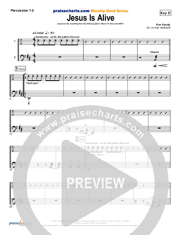 Jesus Is Alive Percussion 1/2 (Ron Kenoly)