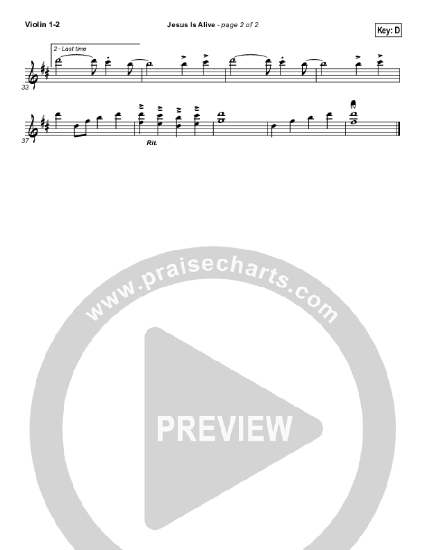 Jesus Is Alive Violin 1/2 (Ron Kenoly)