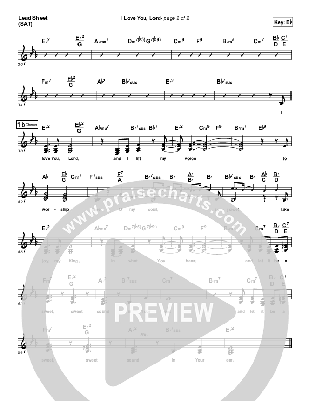 I Love You Lord Lead Sheet (Charles Blake)