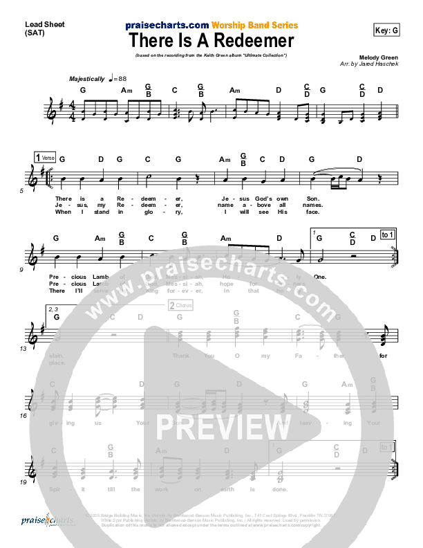 There Is A Redeemer Lead Sheet (Keith Green)