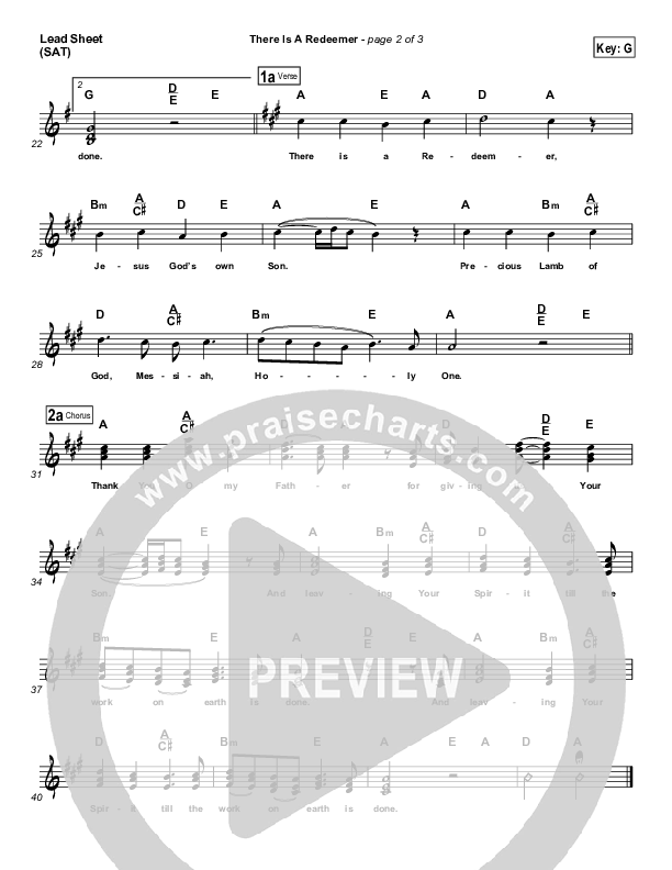 There Is A Redeemer Lead Sheet (Keith Green)