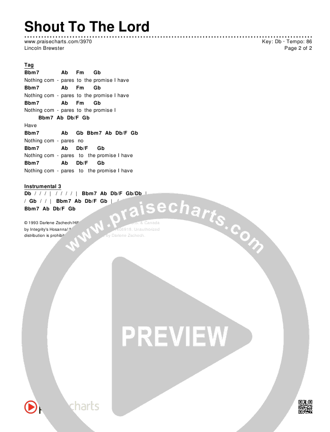 Shout To The Lord Chords & Lyrics (Lincoln Brewster)