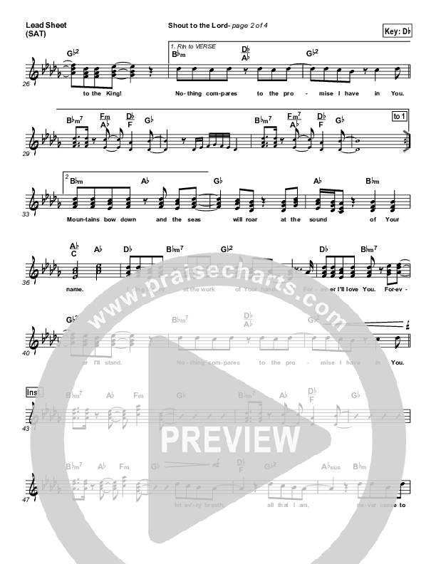 Shout To The Lord Lead Sheet (Lincoln Brewster)