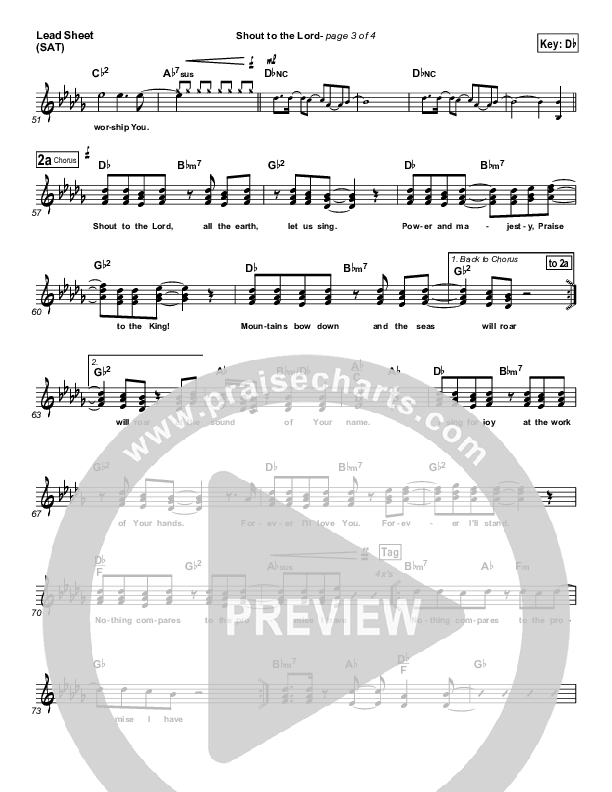 Shout To The Lord Lead Sheet (Lincoln Brewster)