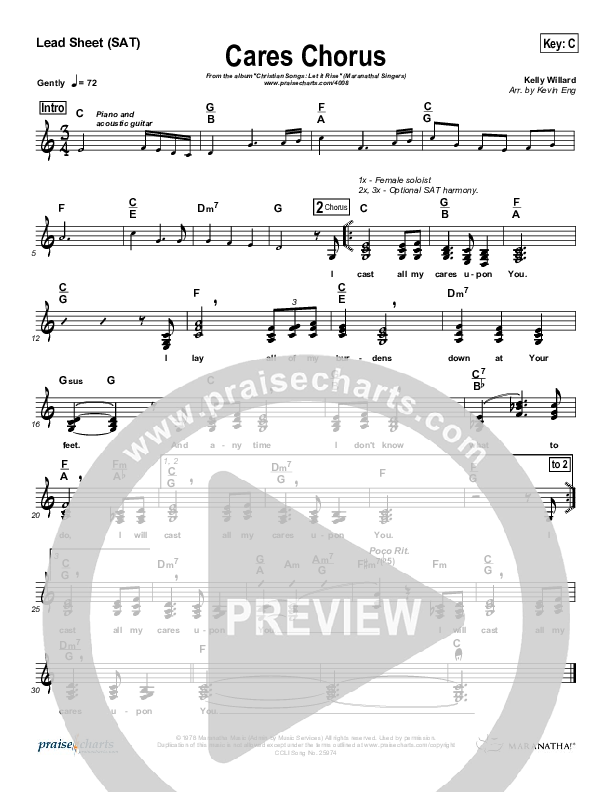 Cares Chorus Lead Sheet (Kelly Willard)