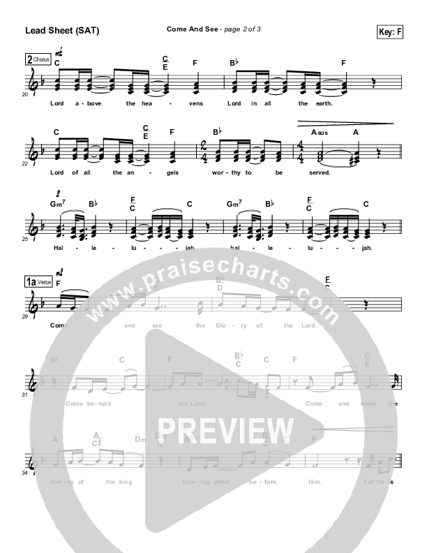 Come And See Lead Sheet (Maranatha Praise Band)