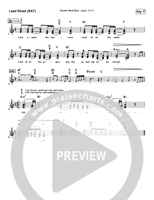 Come And See Lead Sheet (Maranatha Praise Band)