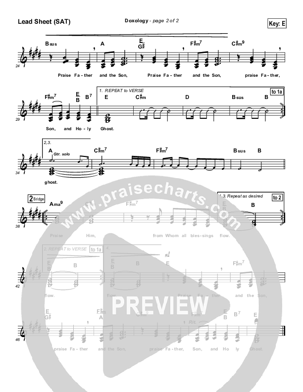 Doxology Lead Sheet (Maranatha Kids)