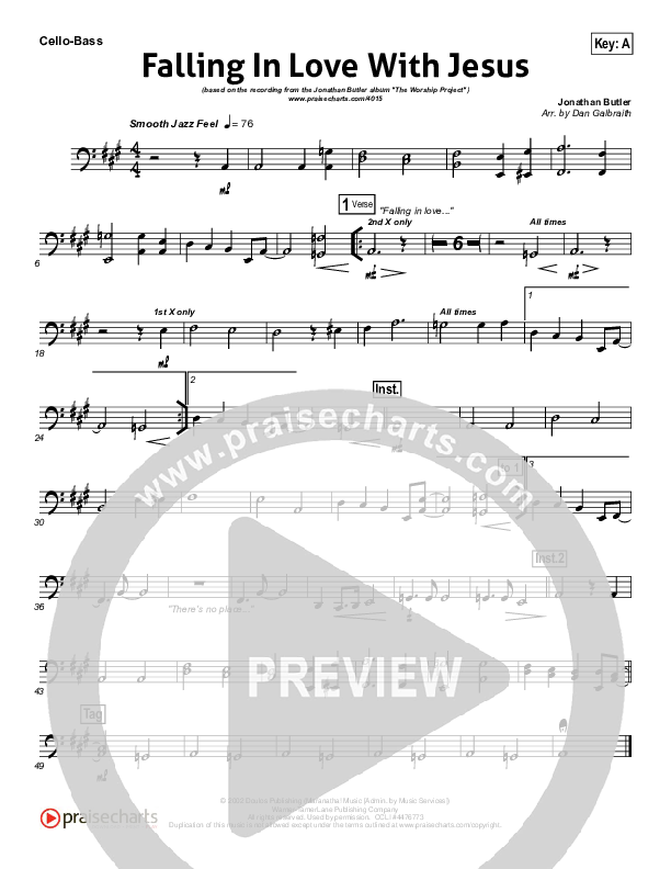 Falling In Love With Jesus Cello/Bass (Jonathan Butler)