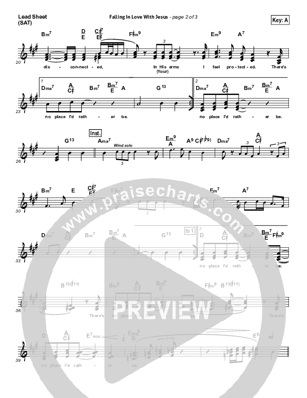 Falling In Love With Jesus Lead Sheet (Jonathan Butler)