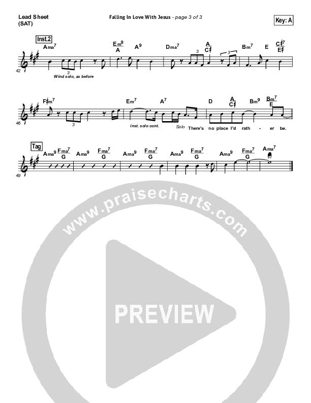 Falling In Love With Jesus Lead Sheet (SAT) (Jonathan Butler)