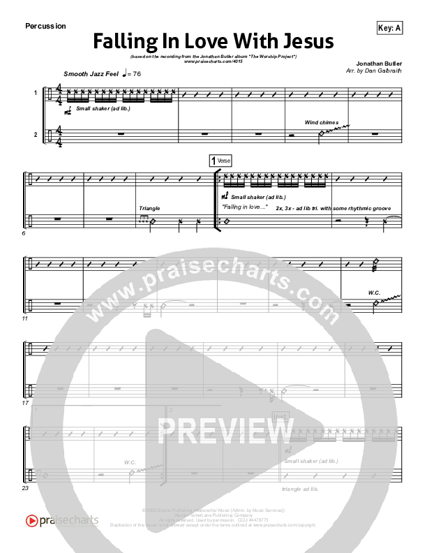 Falling In Love With Jesus Percussion (Jonathan Butler)