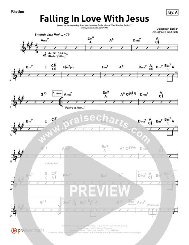 Falling In Love With Jesus Rhythm Chart (Jonathan Butler)