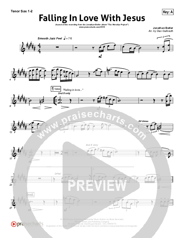 Falling In Love With Jesus Tenor Sax 1/2 (Jonathan Butler)
