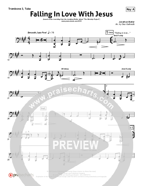 Falling In Love With Jesus Trombone 3/Tuba (Jonathan Butler)