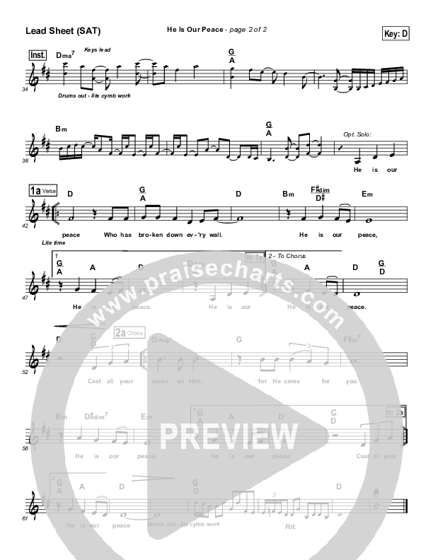 He Is Our Peace Lead Sheet (Maranatha Singers)