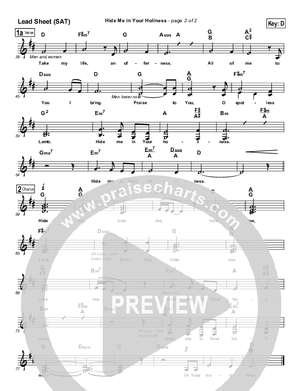 Hide Me In Your Holiness Lead Sheet (Steve Ragsdale)