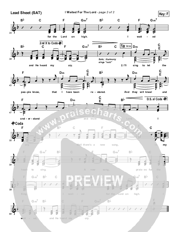I Waited For The Lord Lead Sheet (Maranatha Singers)