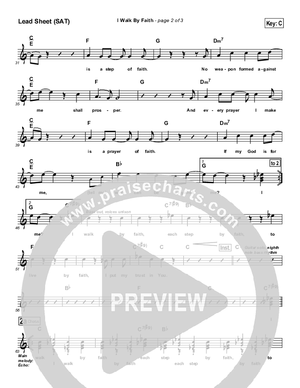 I Walk By Faith Lead Sheet (SAT) (Bill Batstone)