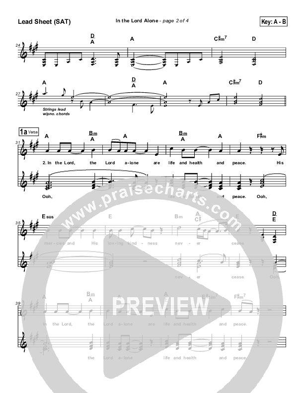 In The Lord Alone Lead Sheet (SAT) (Maranatha Singers)