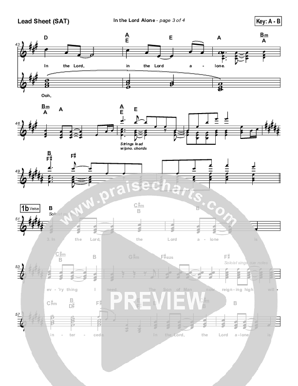 In The Lord Alone Lead Sheet (SAT) (Maranatha Singers)