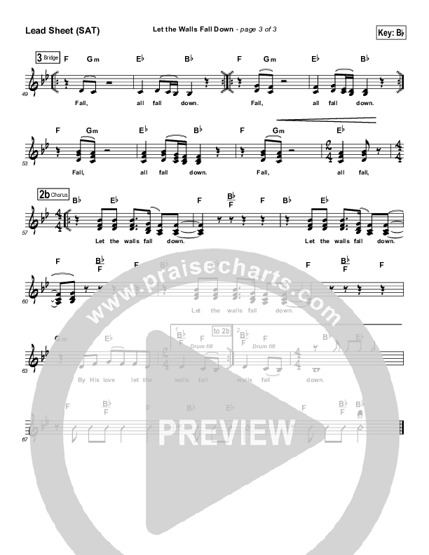 Let The Walls Fall Down Lead Sheet (Maranatha Praise Band)