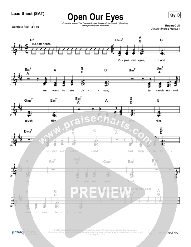 Open Our Eyes Lead Sheet (Bob Cull)
