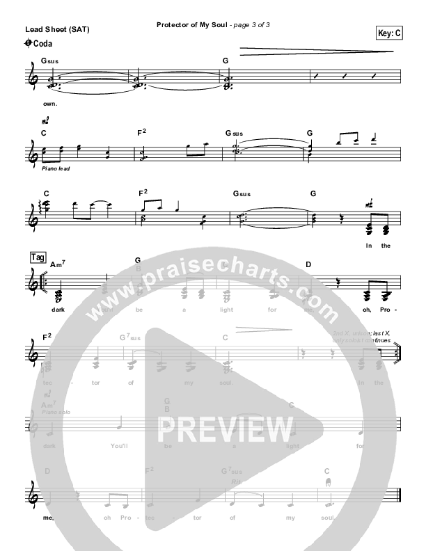 Protector Of My Soul Lead Sheet (SAT) (Maranatha Singers)