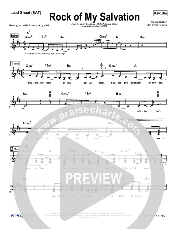You Are The Rock Lead Sheet (SAT) (Teresa Muller)