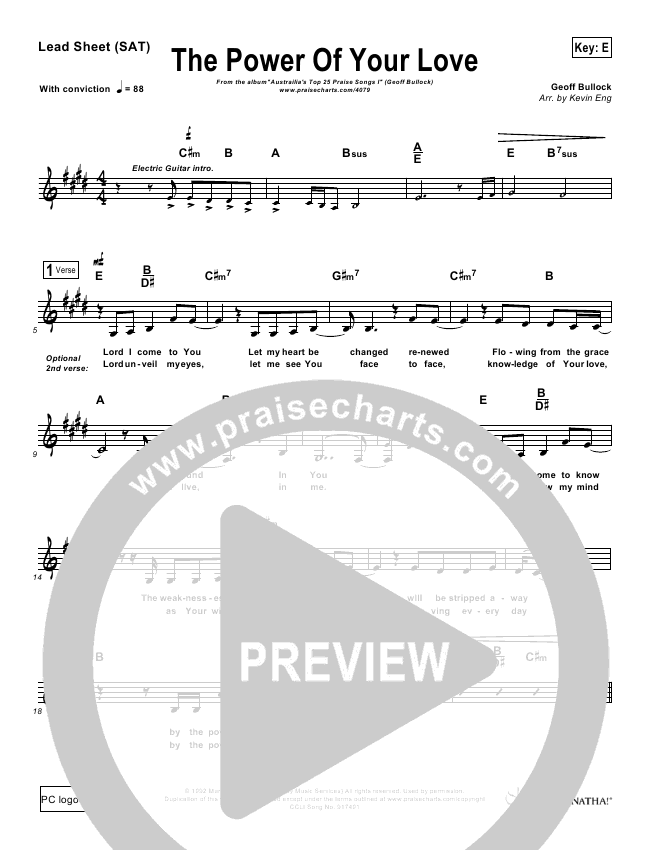 The Power Of Your Love Sheet Music PDF (Maranatha Singers) PraiseCharts