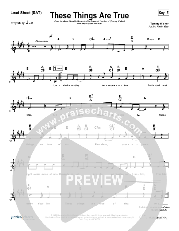 These Things Are True Of You Lead Sheet (Tommy Walker)