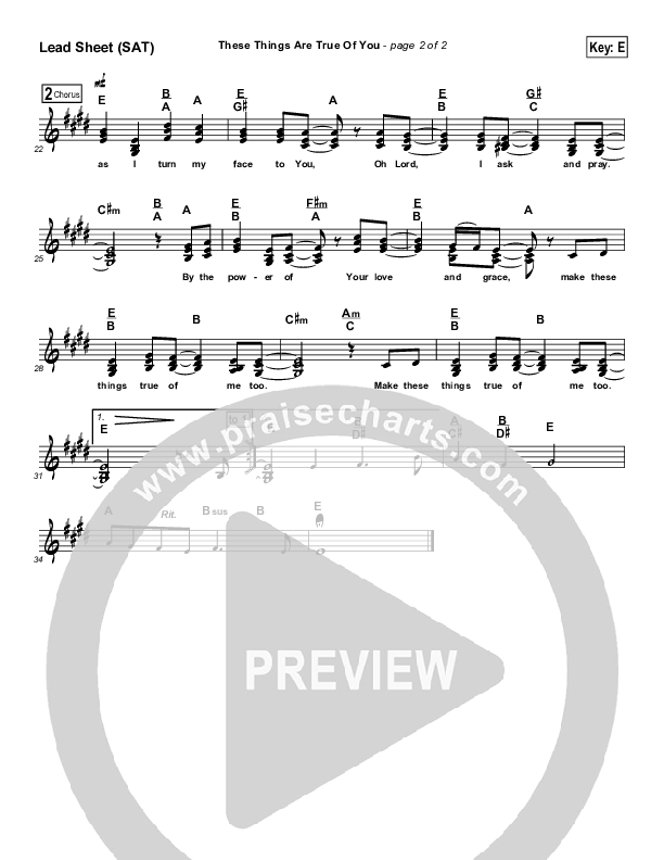 These Things Are True Of You Lead Sheet (Tommy Walker)