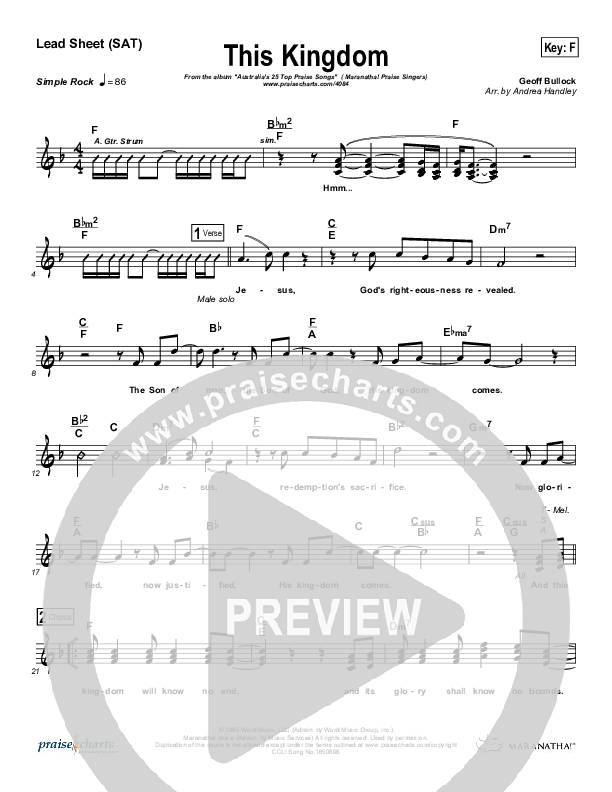 This Kingdom Lead Sheet (SAT) (Maranatha Singers)